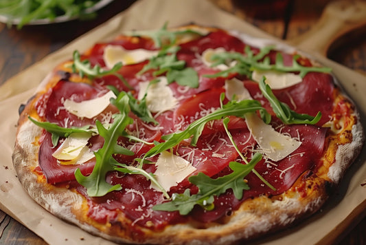 Italiaanse pizza, bresaola, halal meat, halal vlees