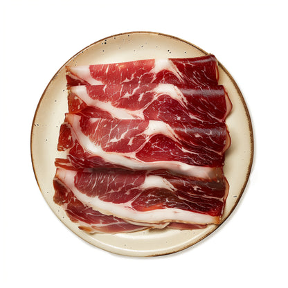 Rundvleesras: Rubia Gallega Rijping: 7 weken Marinade: 7 kruiden Herkomst: België Kwaliteit: Ambachtelijk, exclusief, halal Smaak: Mals, smaakvol, uniek Halal gecertificeerd